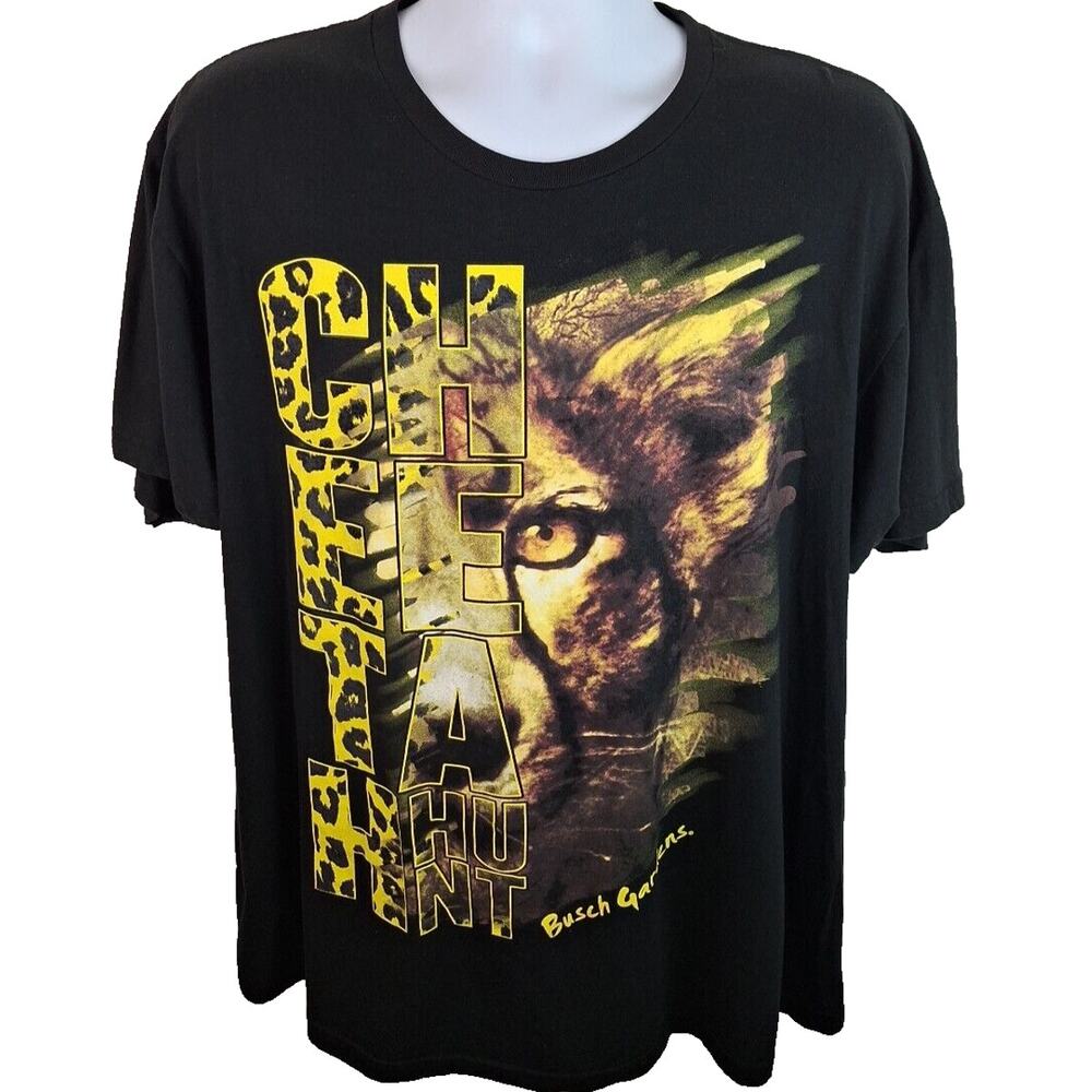 Official Tampa Busch Gardens Cheetah Hunt Rollercoaster Black Tshirt Size XXL